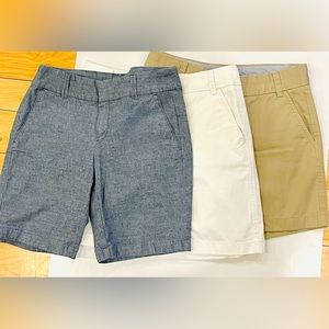 J. CREW SHORTS—3 PAIRS—SIZE 2–CHINO STYLE—VERY GOOD CONDITION—NO FLAWS—3 TOTAL